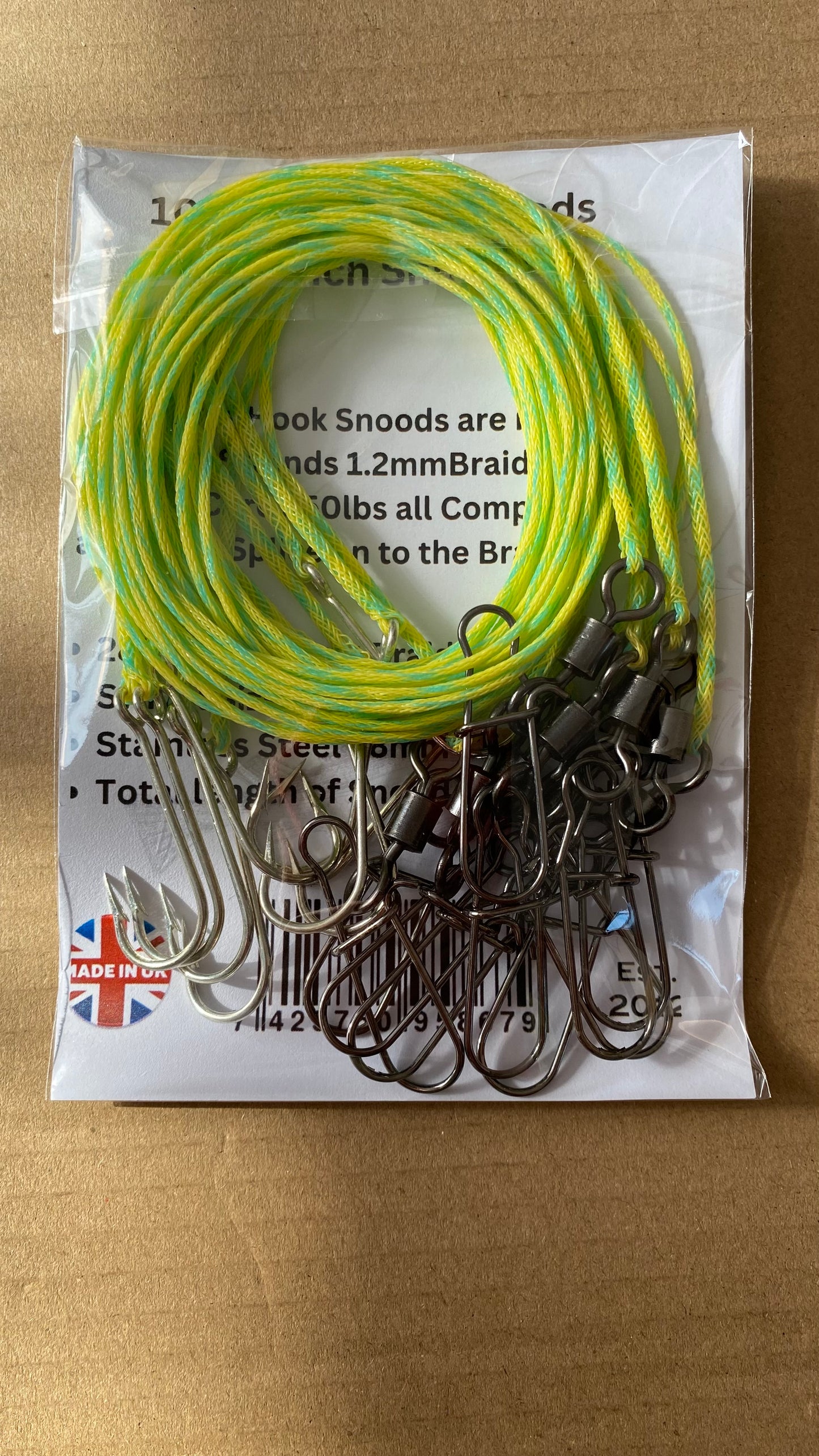 120ft Long-line With 20 Clip on Hook Snoods 28” Inches With Mustad Hook Size 2/0