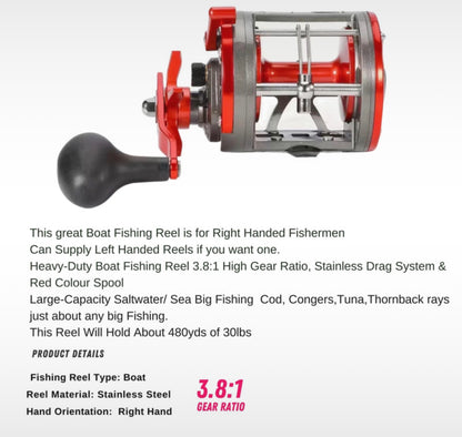 New This great Boat Fishing Reel is for Right Handed Fishermen