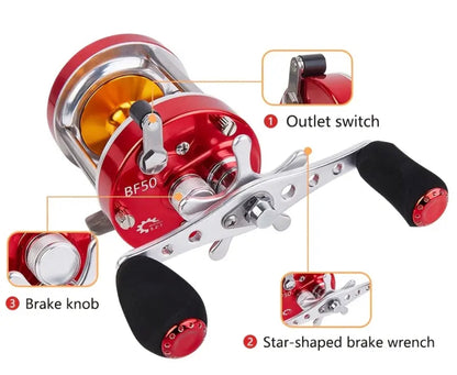 New With Box Reel 6+1BB Great for Beach Fishing and Casting With Level Wind.