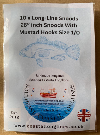 240ft Long-line With 40 Clip on Hook Snoods 28” Inches With Mustad Hook Size 1/0