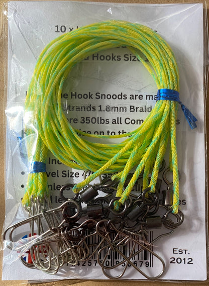 120ft  Long-line With 20 Clip on Hook Snoods 28” Inches With Mustad Hook Size 1/0
