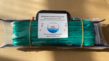 240ft Long-line With 40 Clip on Hook Snoods 28” Inches Hook Size 3/0