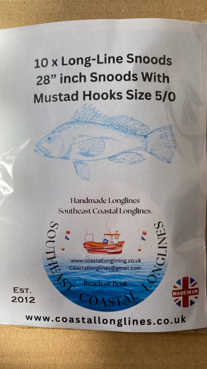 120ft  Long-line With 20 Clip on Hook Snoods 28” Inches With Mustad Hook Size 5/0
