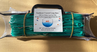 120ft  Long-line With 20 Clip on Hook Snoods 28” Inches With Mustad Hook Size 5/0