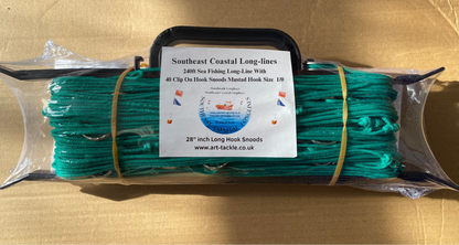 240ft Long-line With 40 Clip on Hook Snoods 28” Inches With Mustad Hook Size 1/0