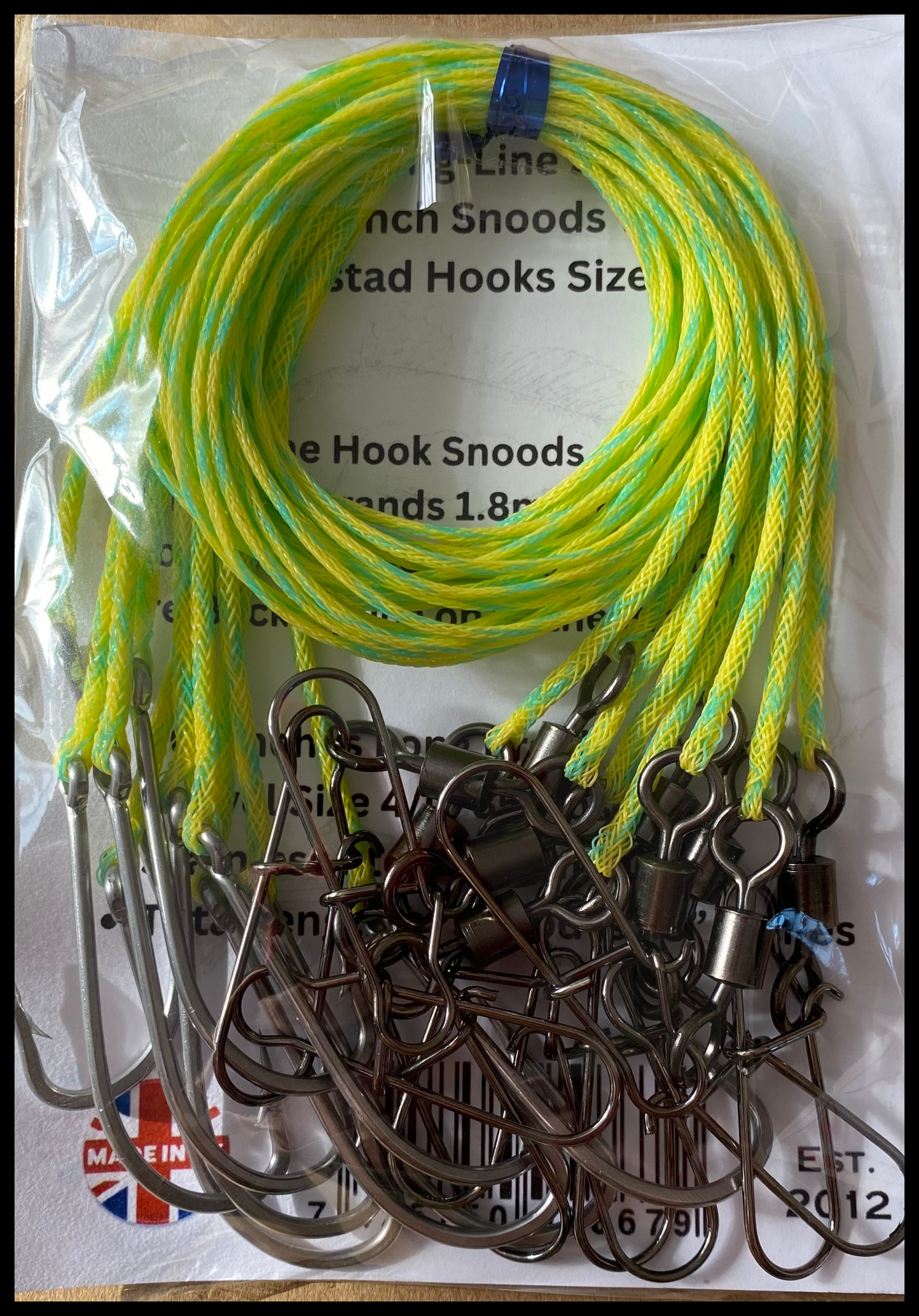 10 Longline Hook Snoods 28” inch long with Bait-Holder Hooks